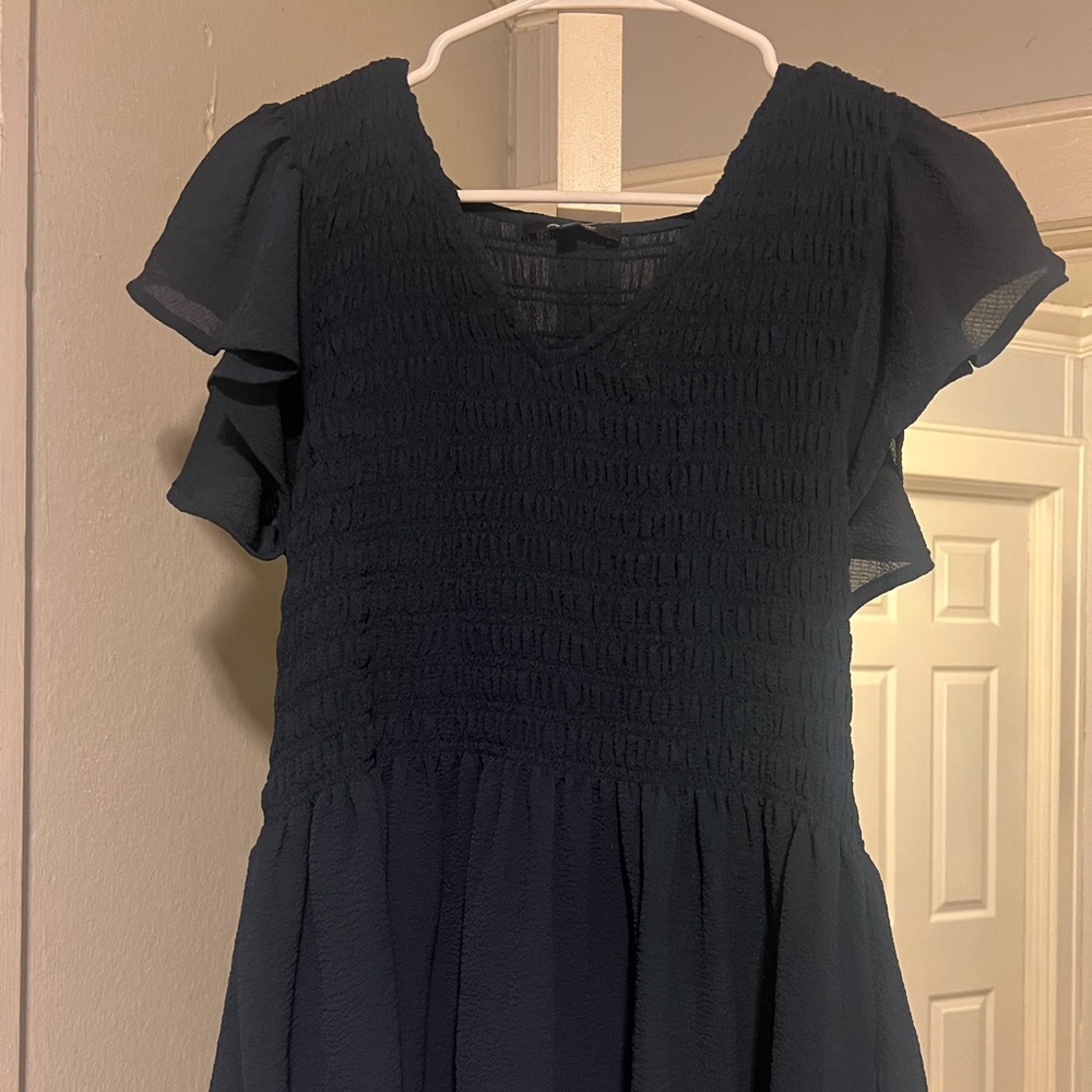 Madewell V-Neck Flutter-Sleeve Smocked Top in Textured Chiffon
